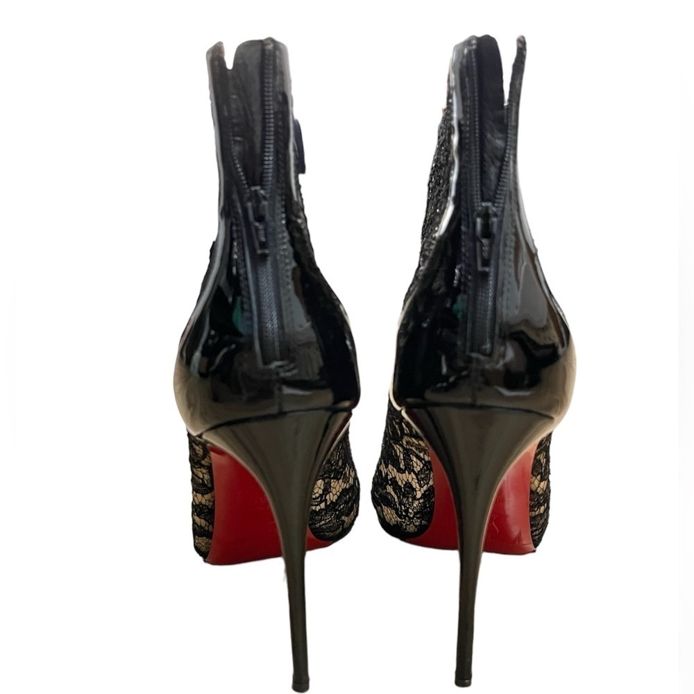 CHRISTIAN LOUBOUTIN Patent Rete Lace Dentelle Psybootie 100 Ankle Boots - Picture 5 of 7